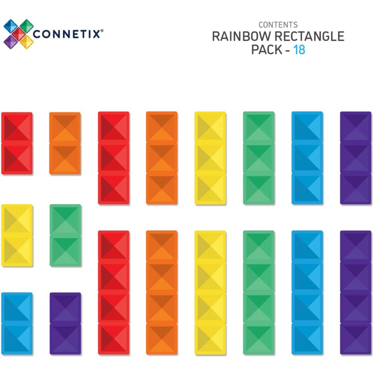 Connetix Rainbow Rectangle Pakke 18 Styks