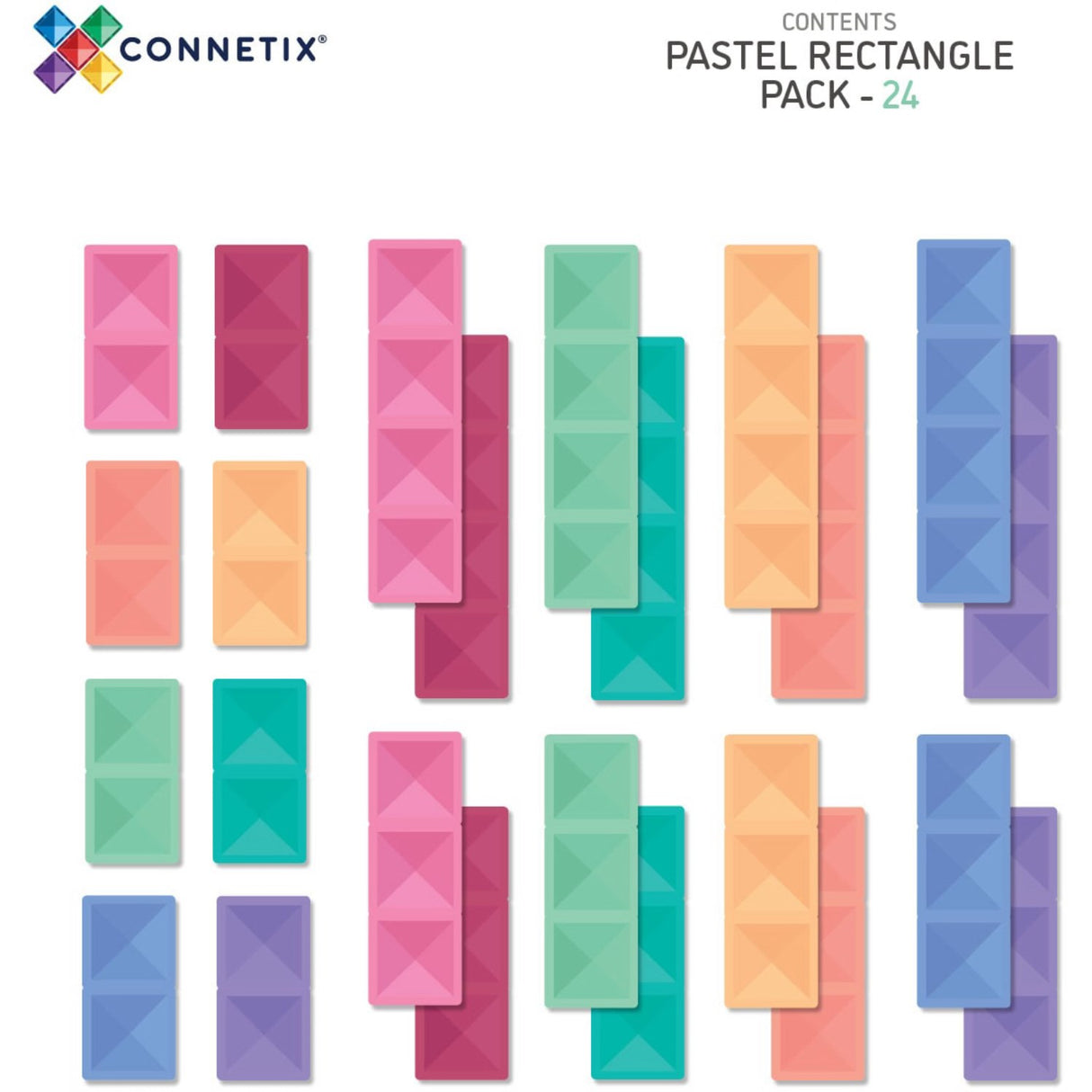 Connetix Pastel Rectangle Pakke 24 Styks