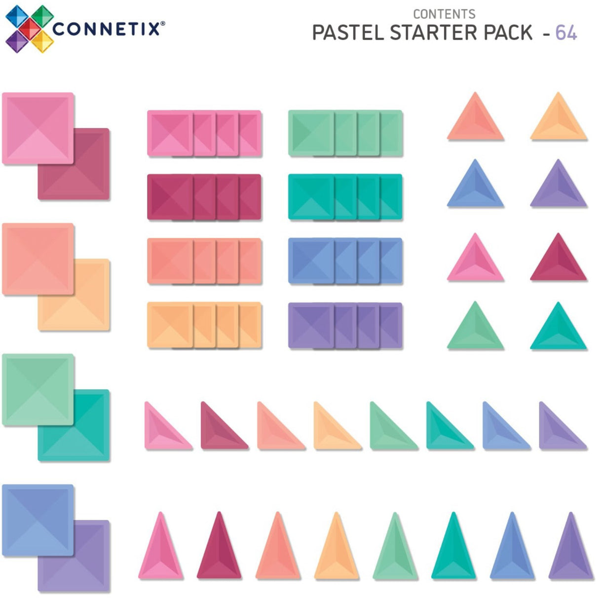 Connetix Pastel Starter Pakke 64 Styks