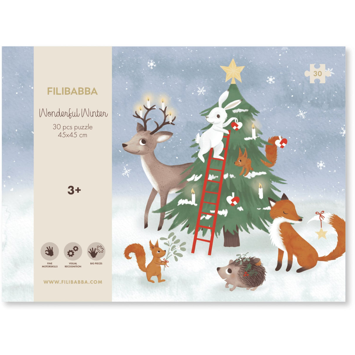 FILIBABBA Forest Friends Puslespill 30 Styks 45x45 Cm Wonderful Winter
