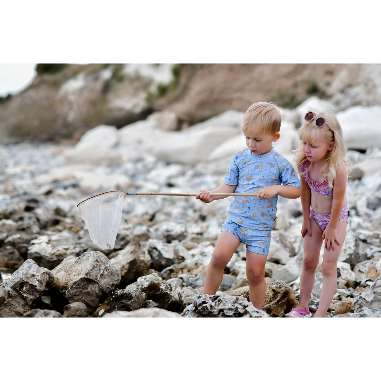 Mikk-Line Faded Denim AOP UV Bade Trøje Resirkulert