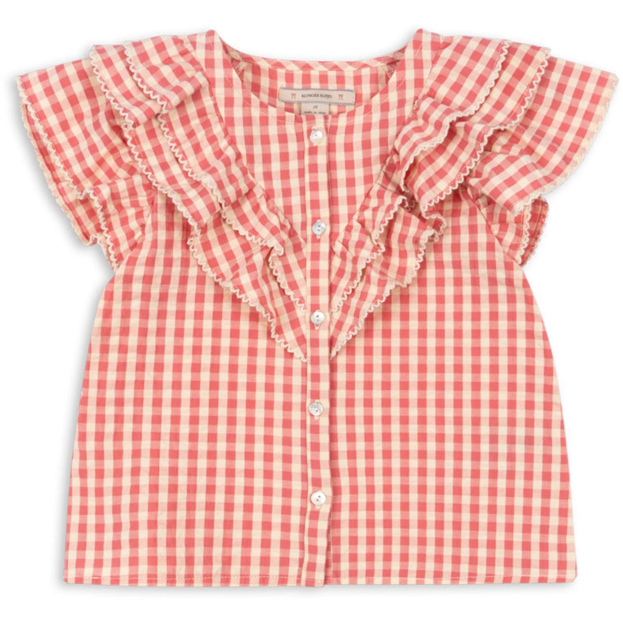 Konges Sløjd Flamingo Plume Check Kim Frill Ss Skjorte Gots