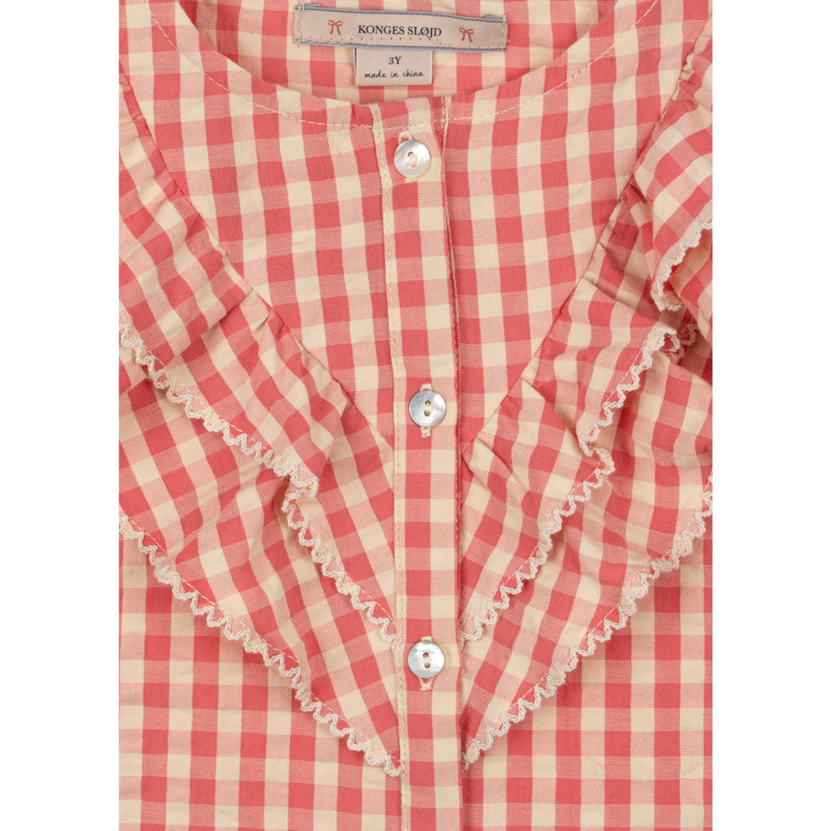 Konges Sløjd Flamingo Plume Check Kim Frill Ss Skjorte Gots