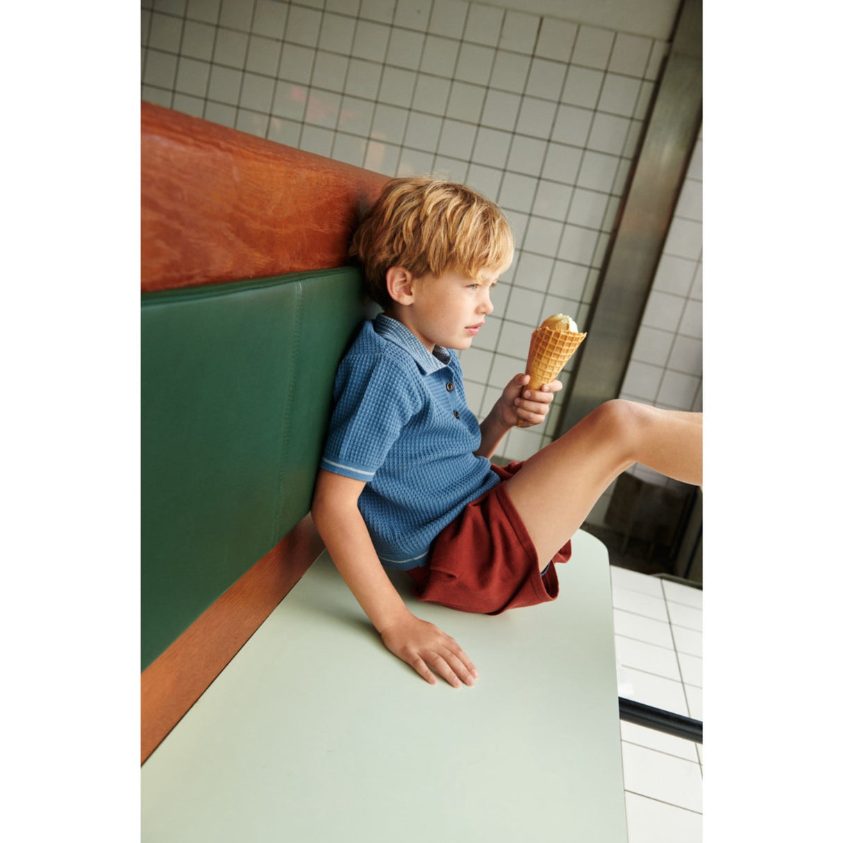 FUB washed indigo Structure Polo