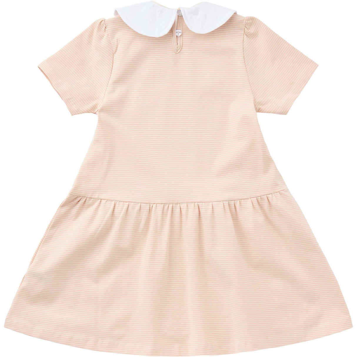 COPENHAGEN COLORS Dusty Rose/Cream Stripe Striped Kjole m. Poplin Halsbånd