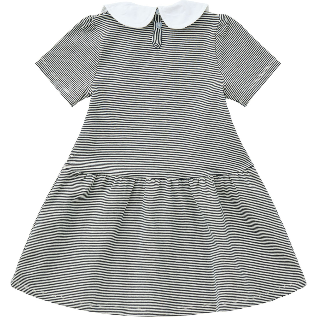 COPENHAGEN COLORS Navy/Cream Stripe Striped Kjole m. Poplin Halsbånd