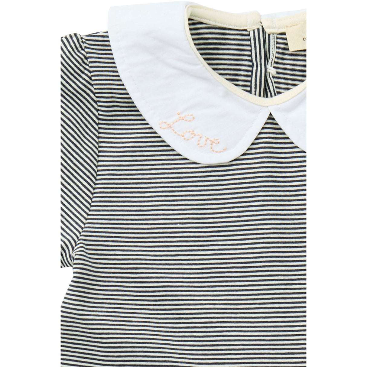 COPENHAGEN COLORS Navy/Cream Stripe Striped Kjole m. Poplin Halsbånd