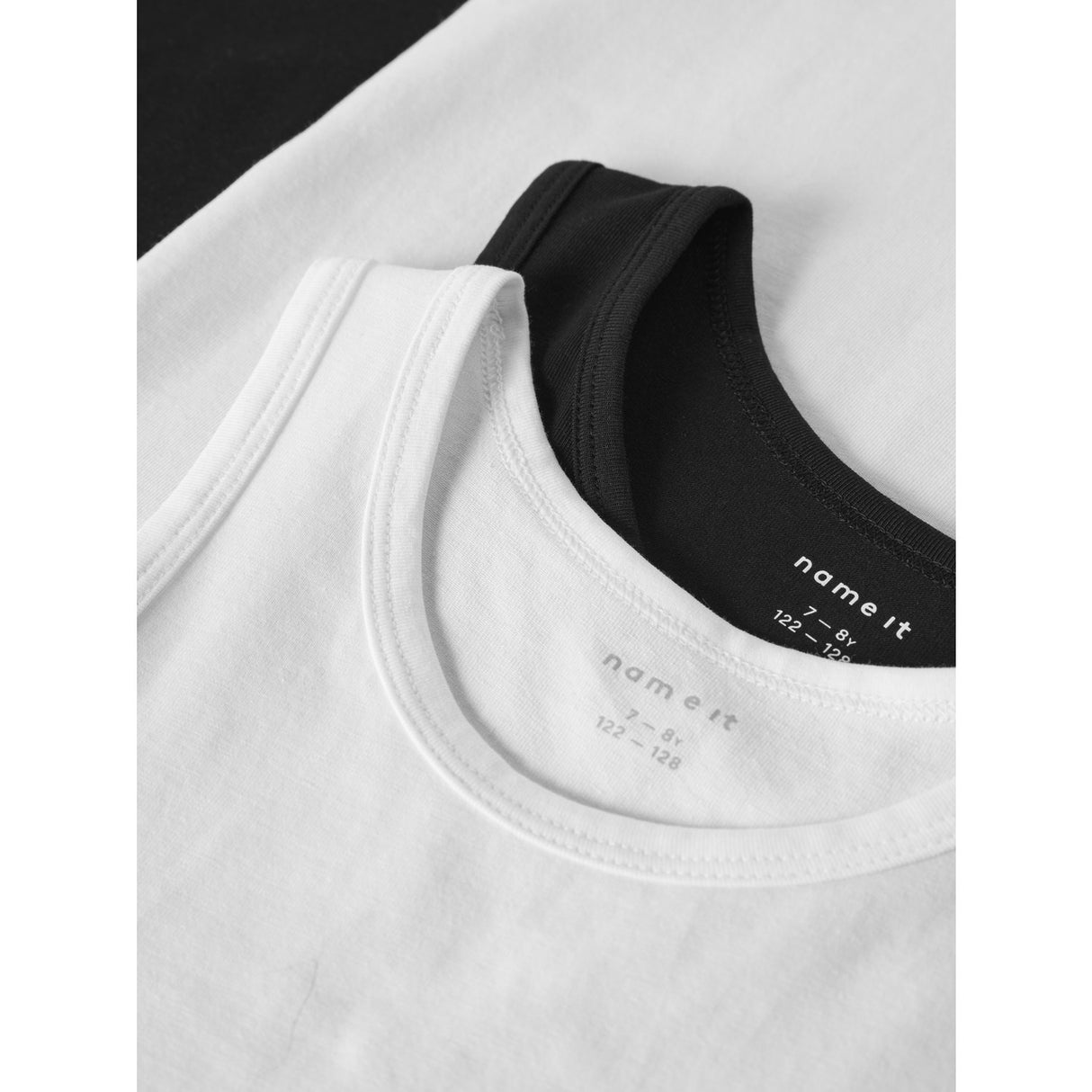 Name It Black Tank Topp 4-Pakke Black White Solid Noos