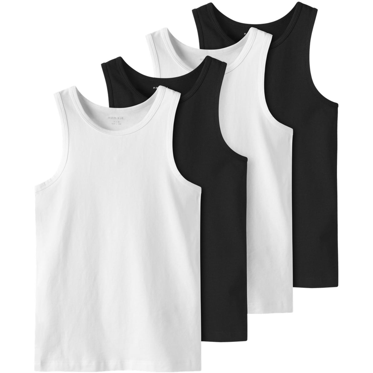 Name It Black Tank Topp 4-Pakke Black White Solid Noos
