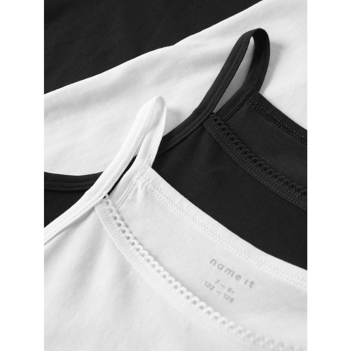 Name It Black Stropp Topp 4-Pakke Black White Solid Noos