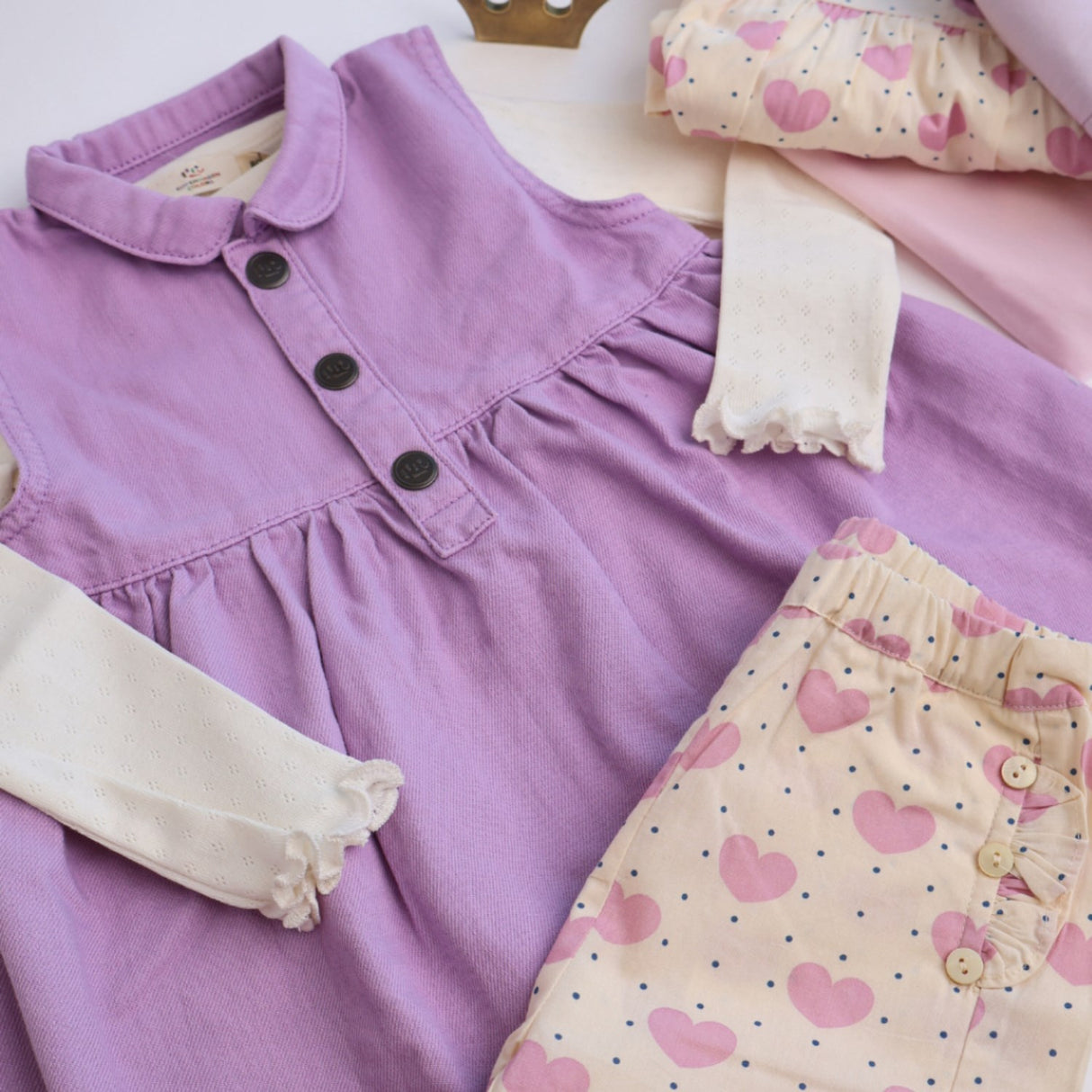 COPENHAGEN COLORS Lavender Organic Twill Kjole m. Halsbånd