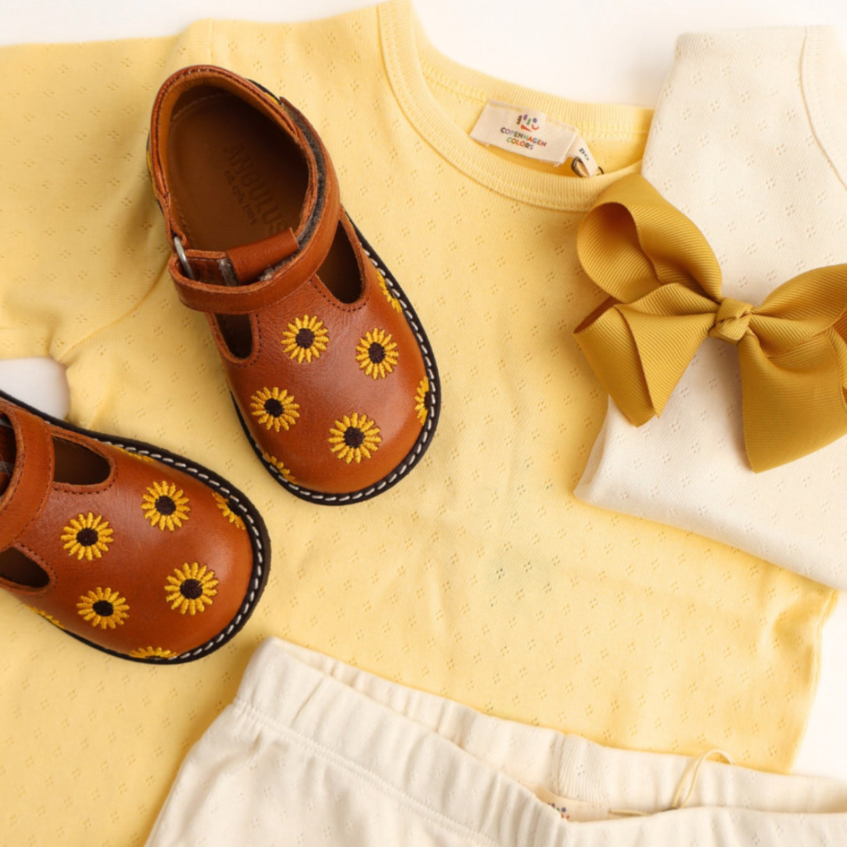 COPENHAGEN COLORS Lt Yellow Summer Pointelle T-Skjorte Ss