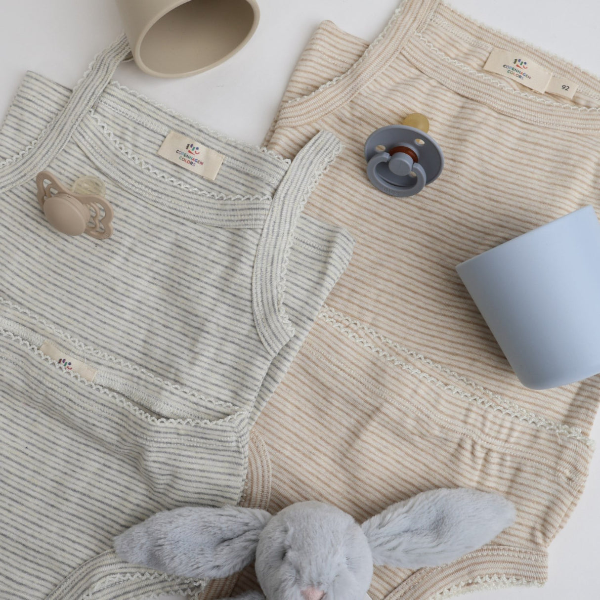 COPENHAGEN COLORS Grey Stripe Strap Topp And Underpants Striped