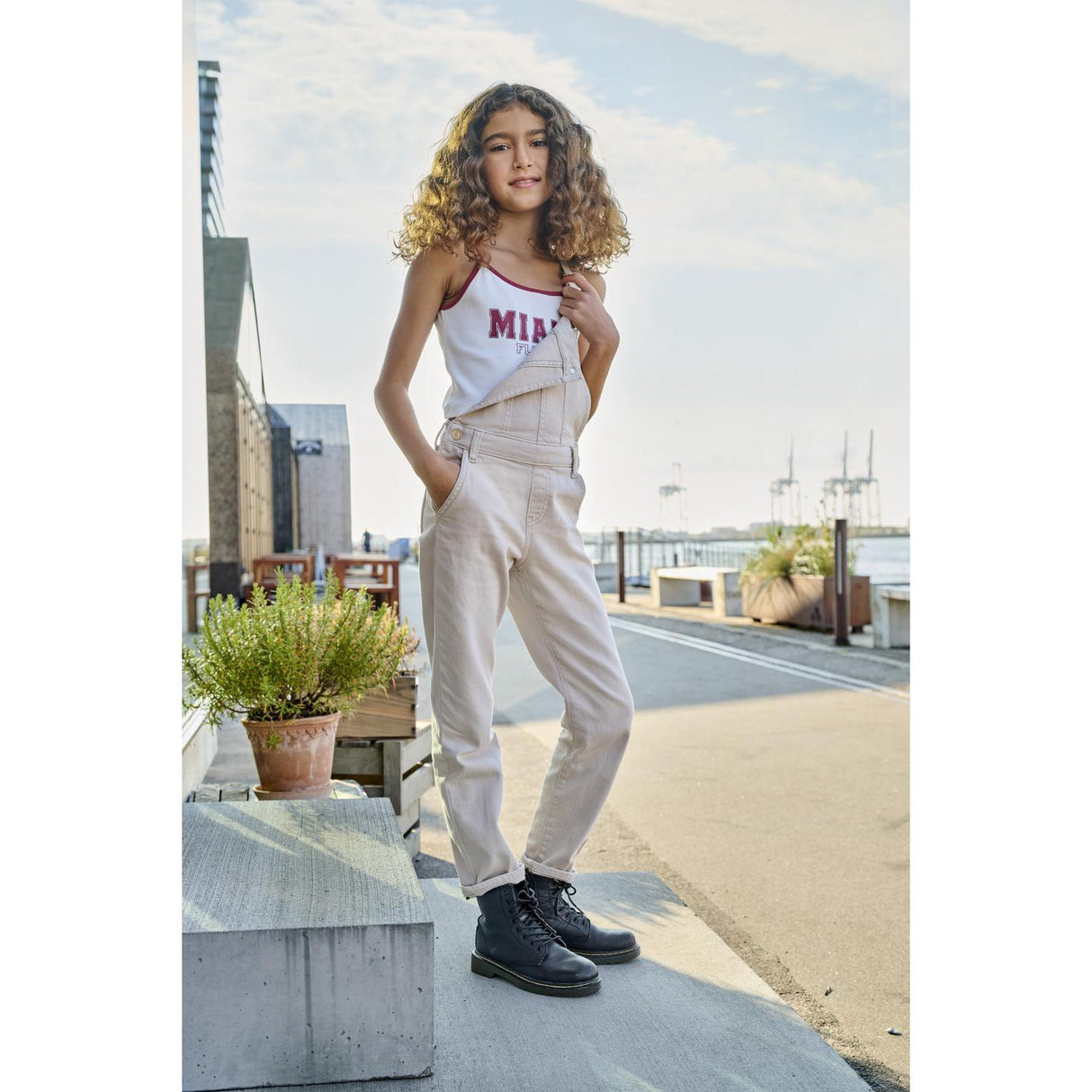 kids ONLY Bright White Ruby Wine Miami Vikka Rib Print Topp