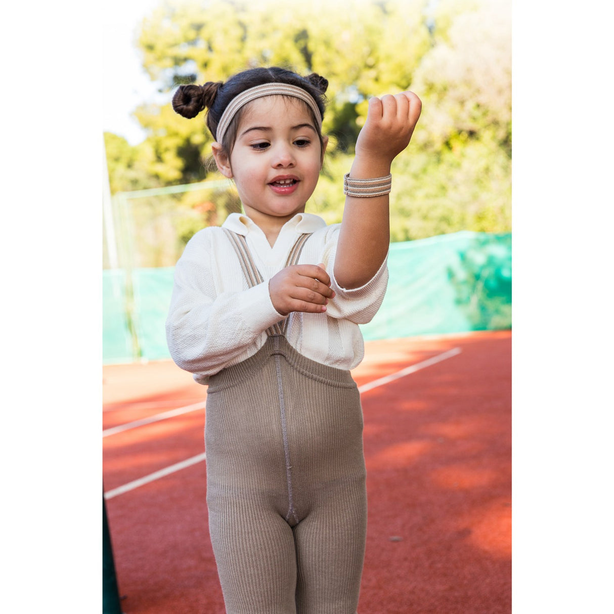 Silly Silas Oyster Grey Striped Footless Strømpebukser