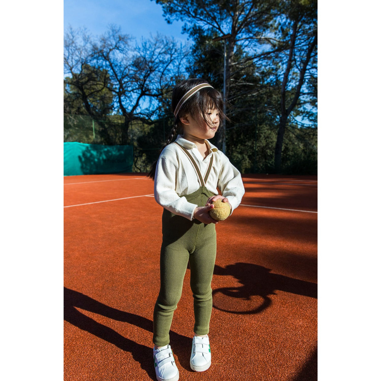 Silly Silas Olive Striped Footless Strømpebukser