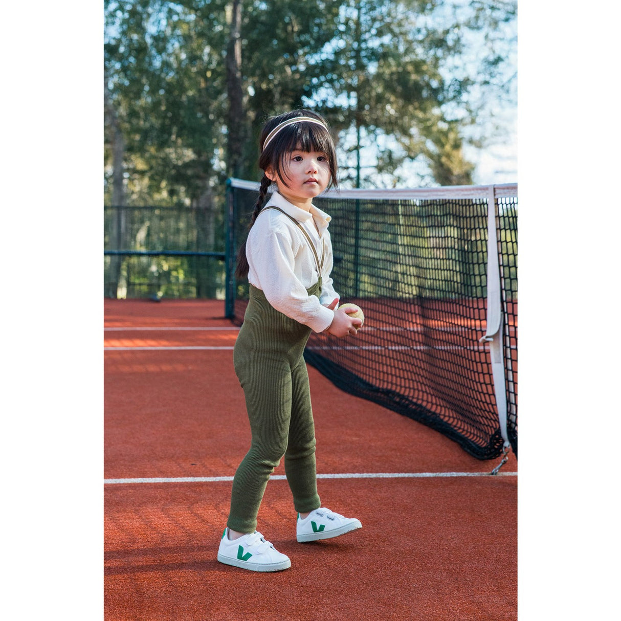 Silly Silas Olive Striped Footless Strømpebukser