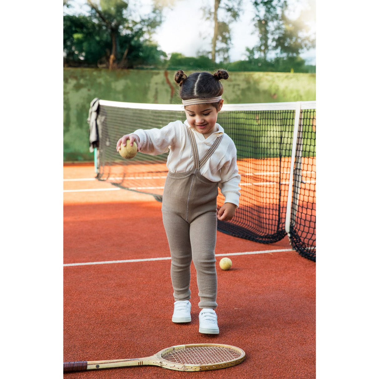 Silly Silas Oyster Grey Striped Footless Strømpebukser