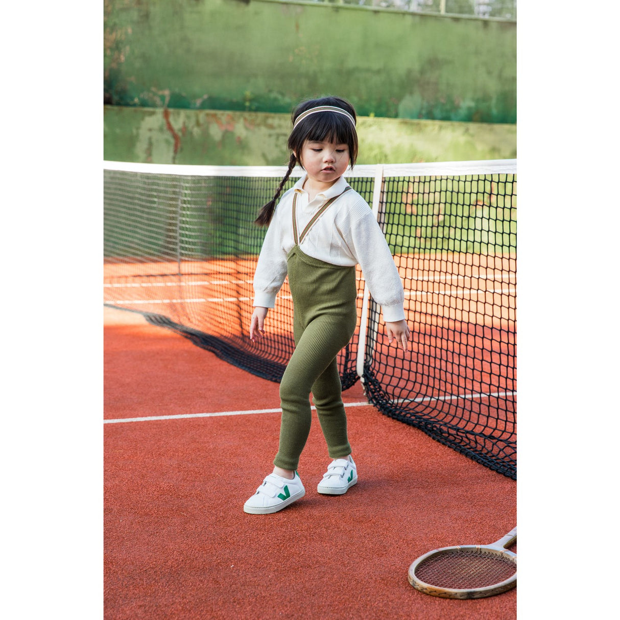 Silly Silas Olive Striped Footless Strømpebukser