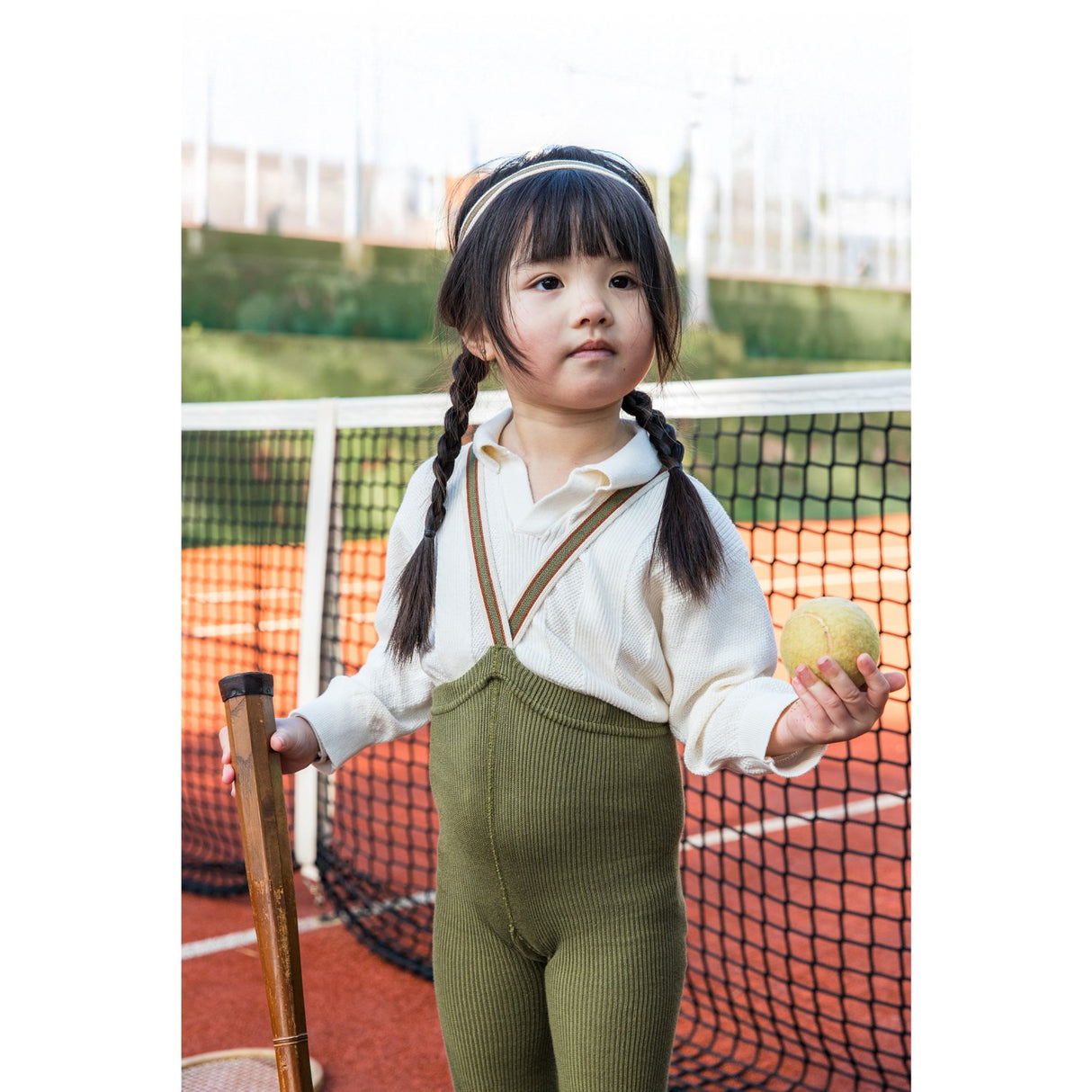 Silly Silas Olive Striped Footless Strømpebukser