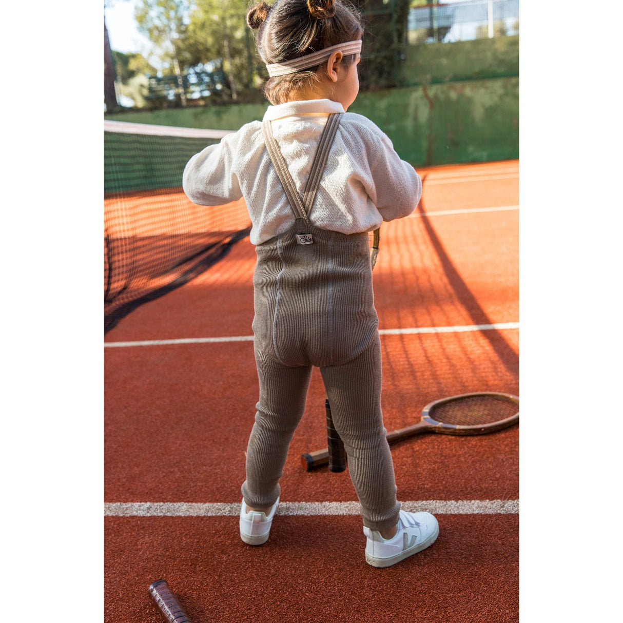 Silly Silas Oyster Grey Striped Footless Strømpebukser