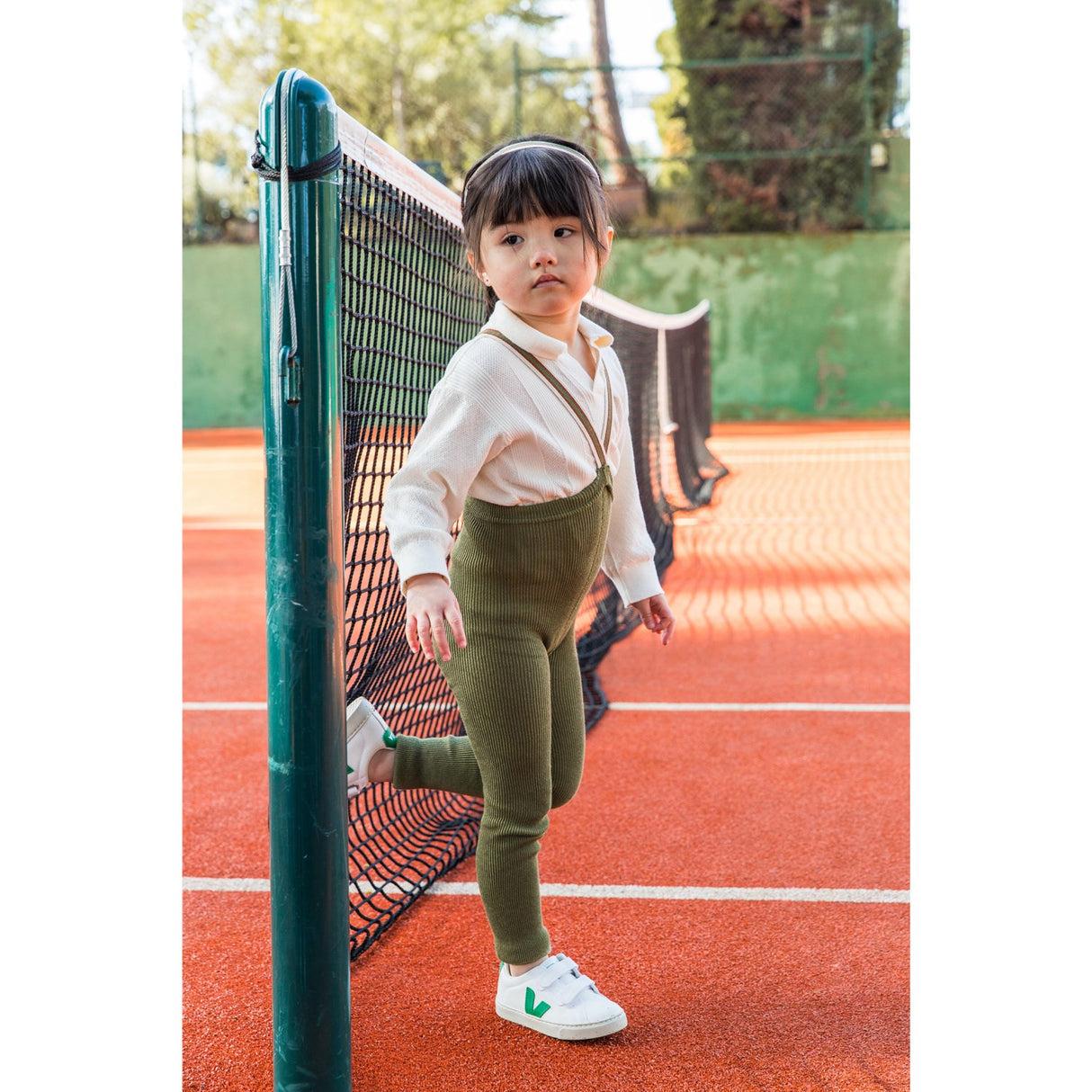 Silly Silas Olive Striped Footless Strømpebukser