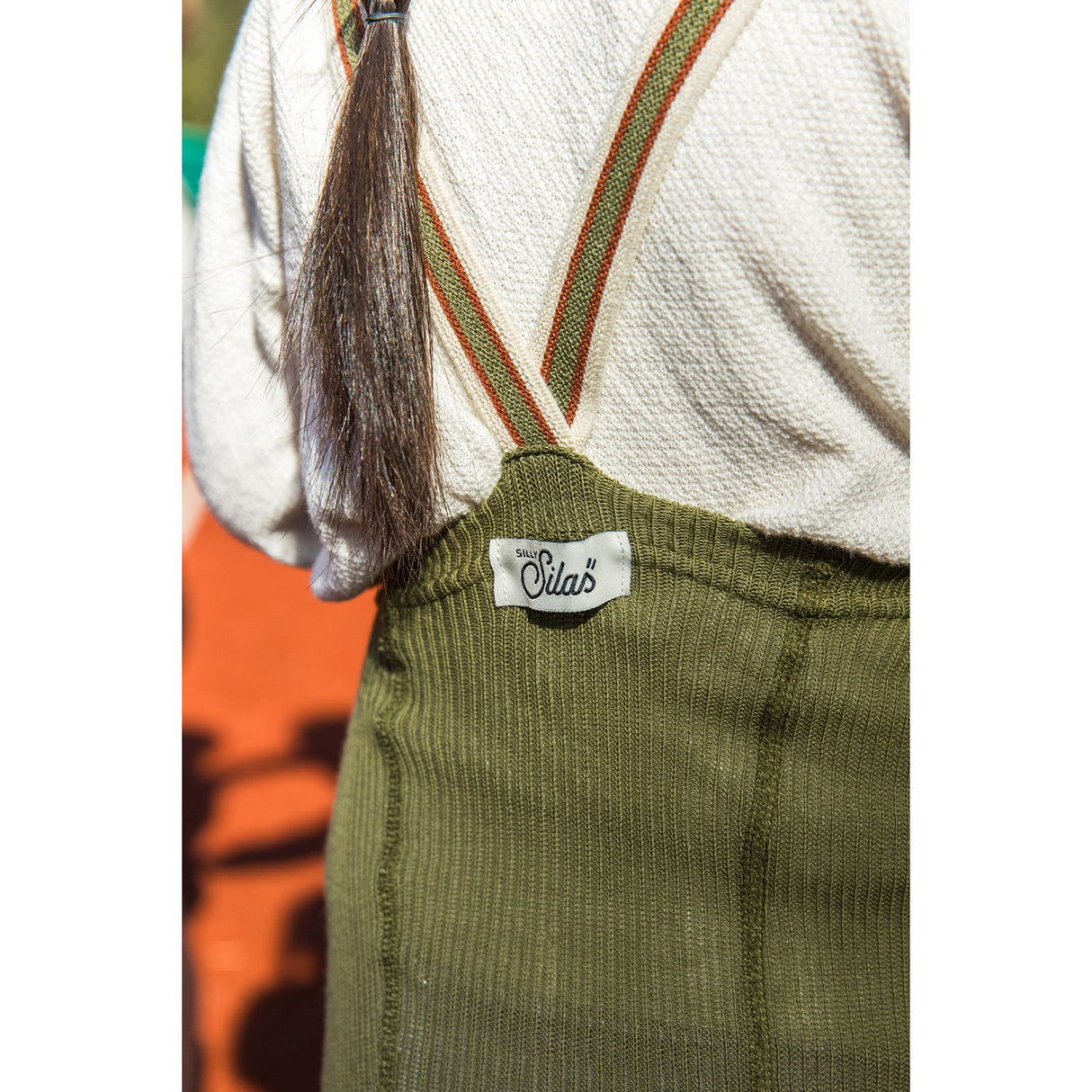 Silly Silas Olive Striped Footless Strømpebukser