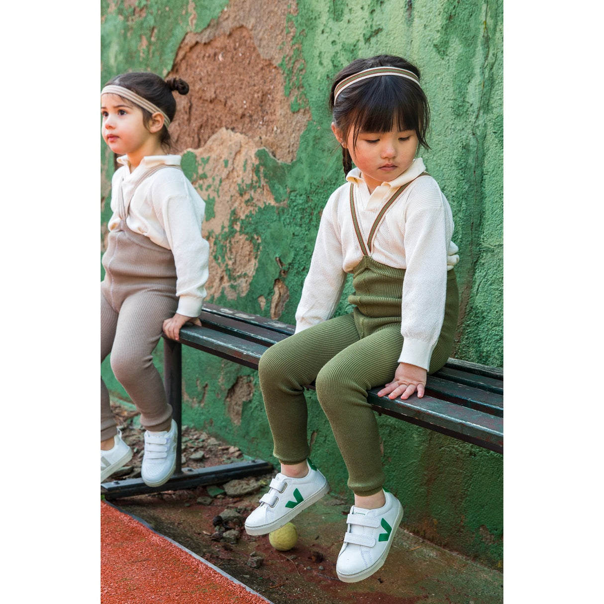 Silly Silas Olive Striped Footless Strømpebukser