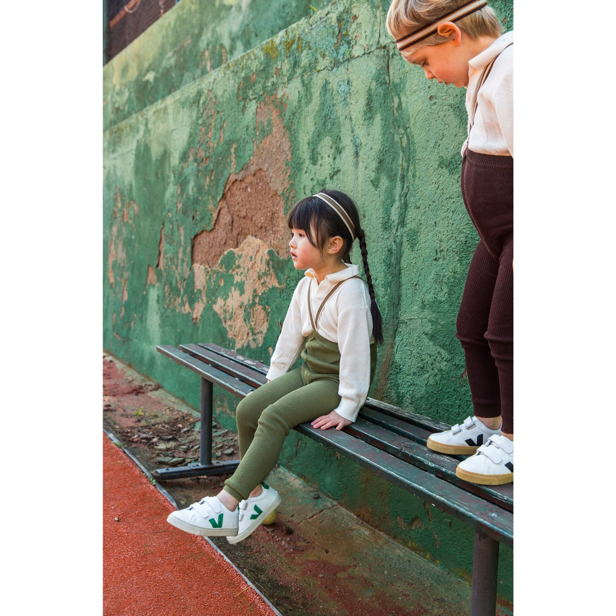 Silly Silas Olive Striped Footless Strømpebukser