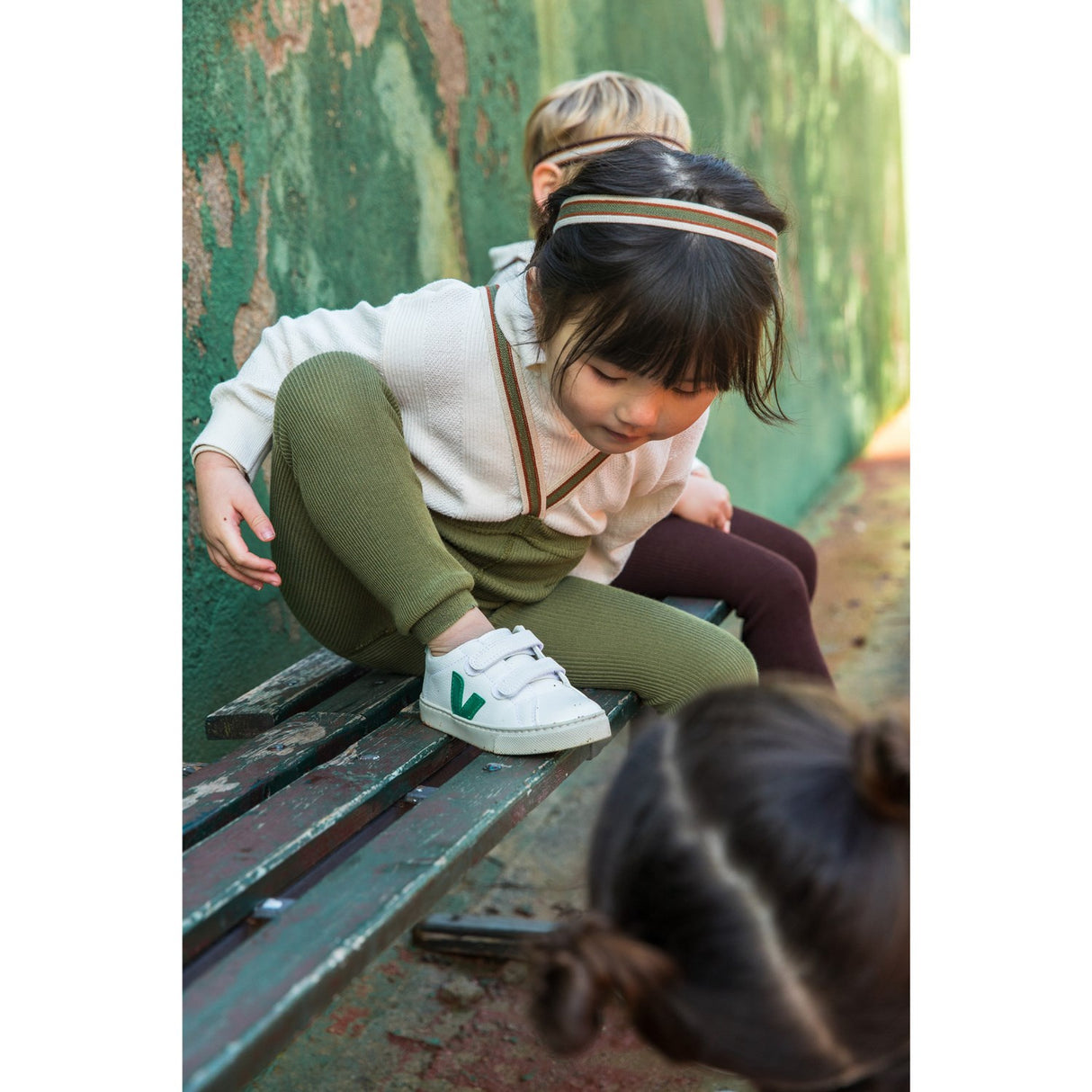 Silly Silas Olive Striped Footless Strømpebukser