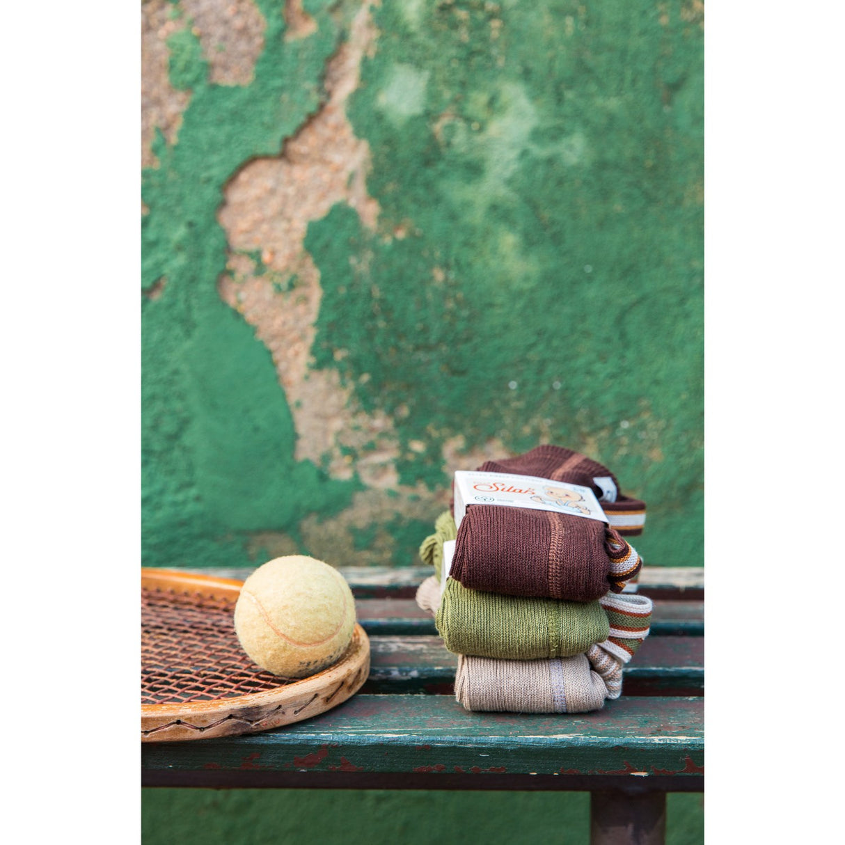 Silly Silas Olive Striped Footless Strømpebukser