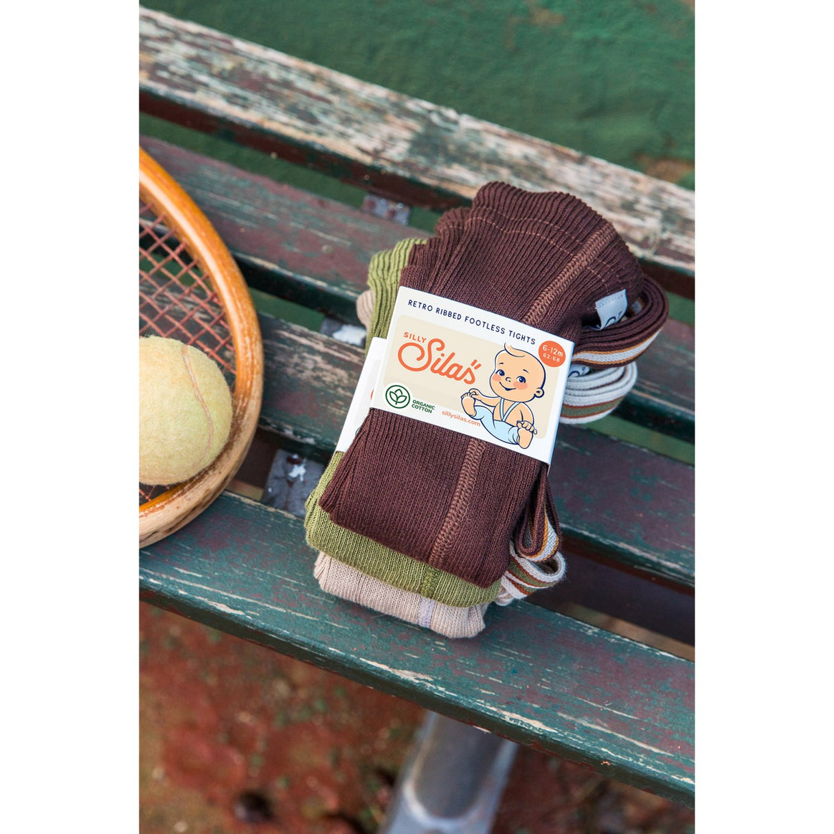 Silly Silas Oyster Grey Striped Footless Strømpebukser