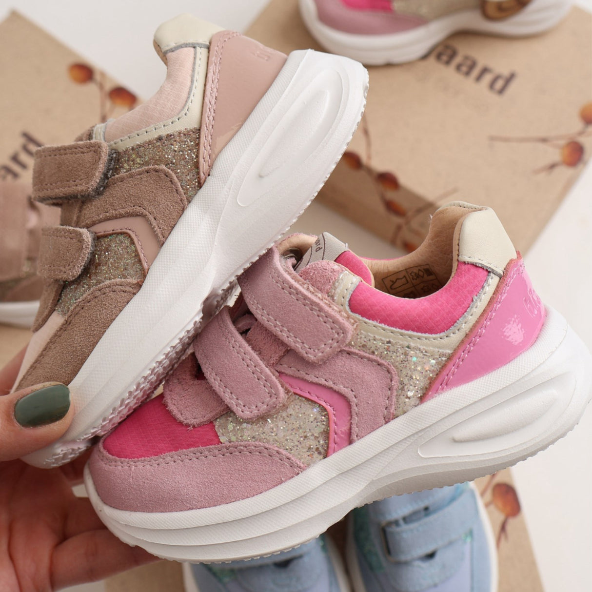 Bisgaard Blush Glitter Yuki Glitter Borrelås Sko