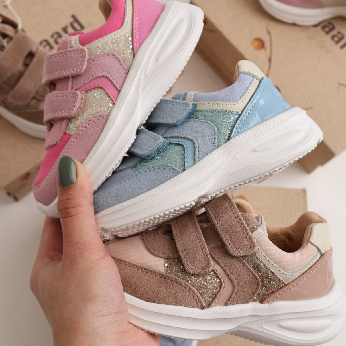 Bisgaard Blush Glitter Yuki Glitter Borrelås Sko