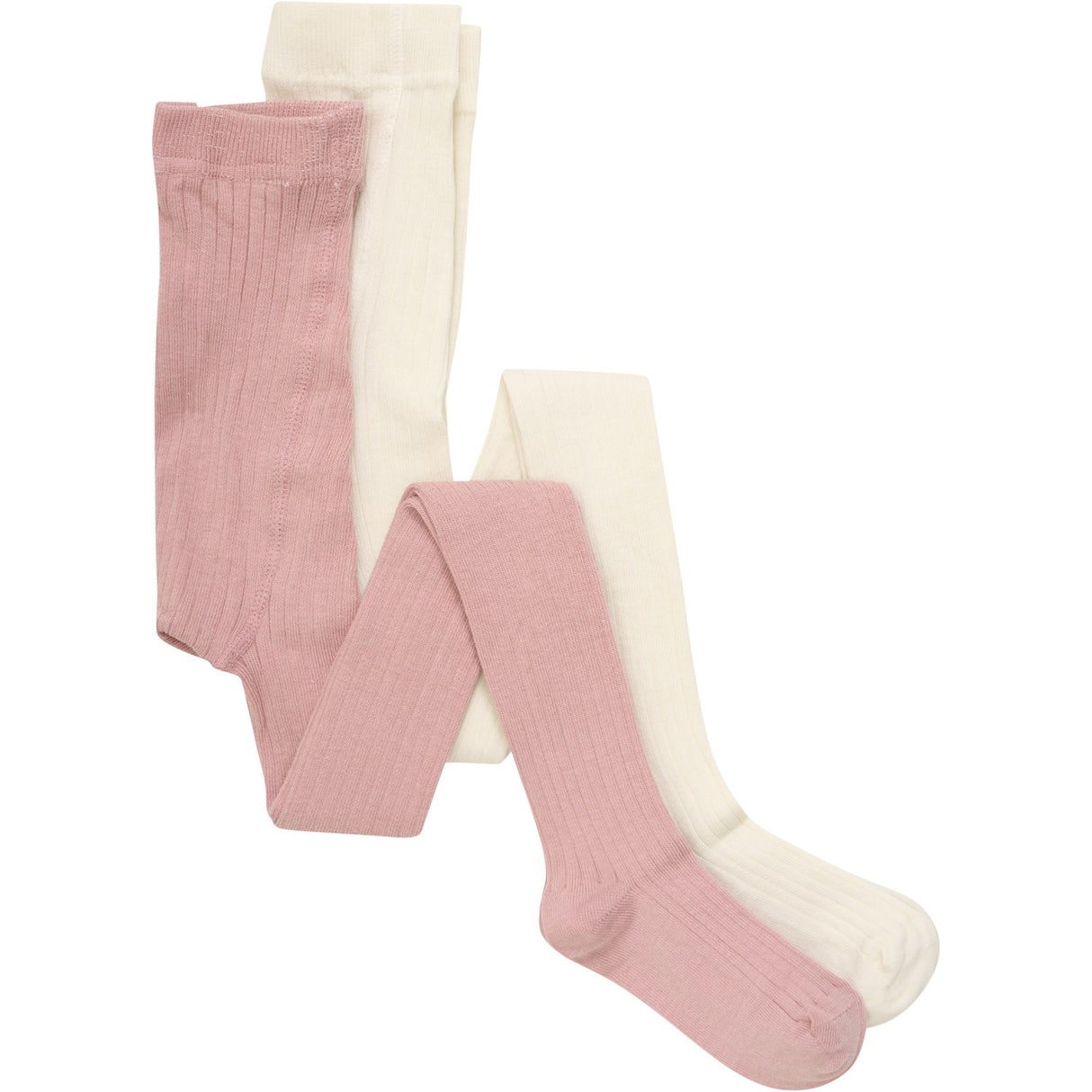 Minymo Ash Rose Strømpebukser Solid Rib 2-Pakning