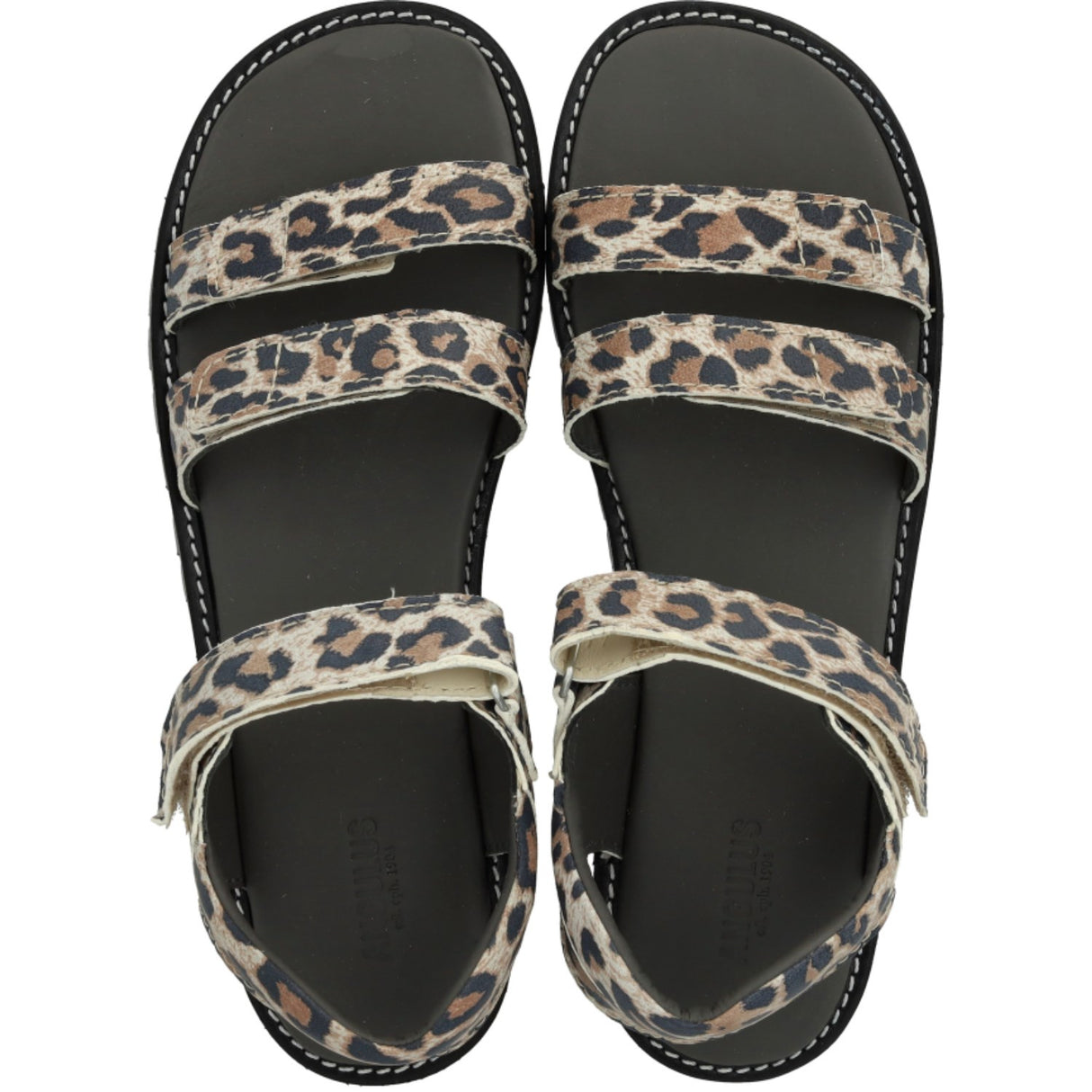 Angulus Leopard Semsket Skinn Justerbar Skinnsandal med Borrelås