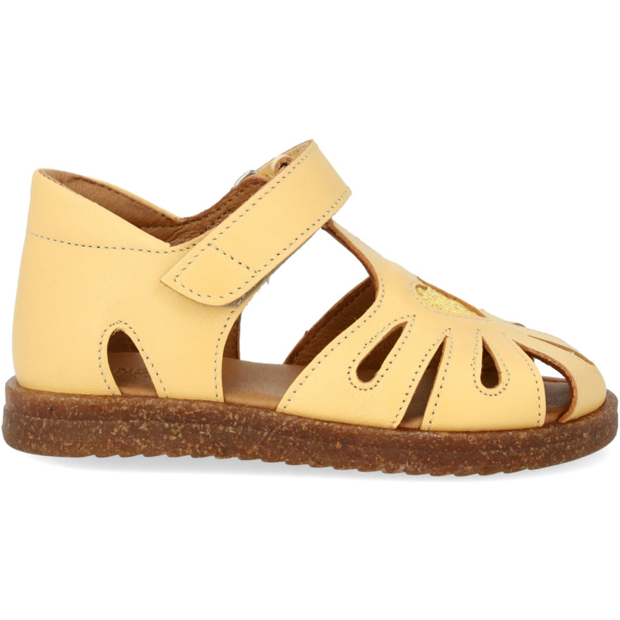 Angulus Mellow Gul/Ananas Glitter Skinn Hjerte Sandal med Glitrende Glitter Hjerte