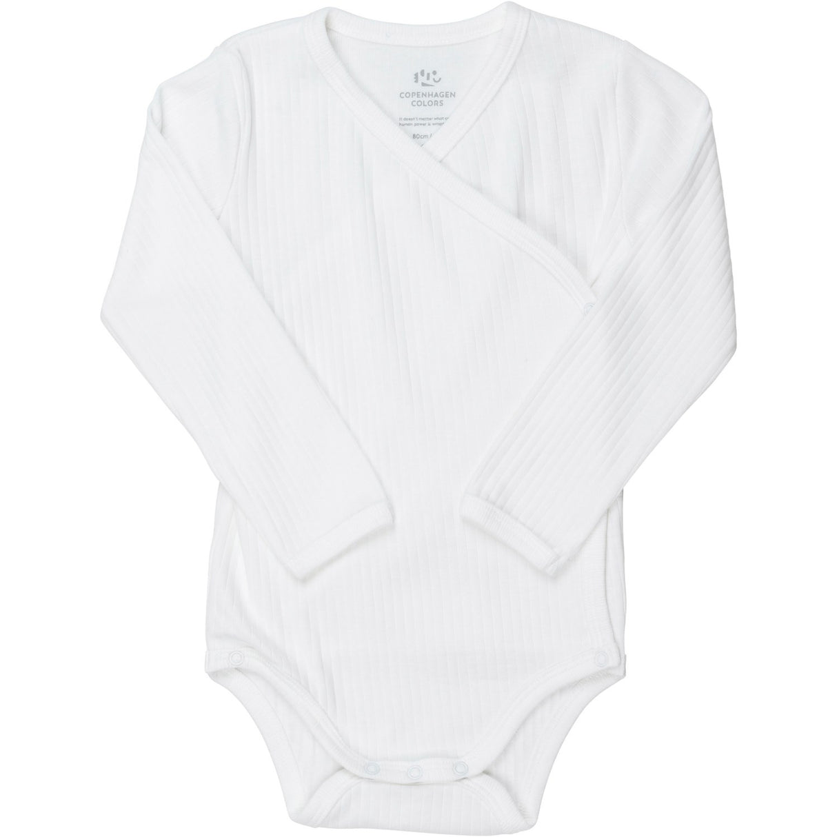 COPENHAGEN COLORS White Baby Rib Jersey Body Crossover W. Longsleeve