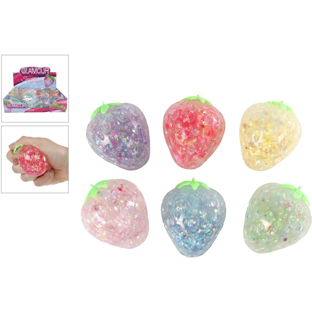 Trend Toys Glitter Squeeze Strawberry 6 Asst. CDU