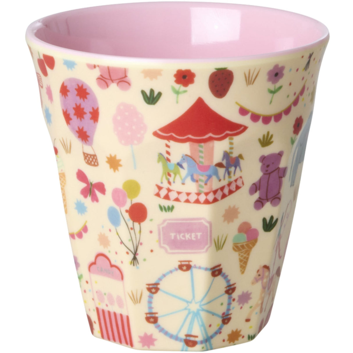 Rice Fun Fair Print Pink Melamine Kopp Medium