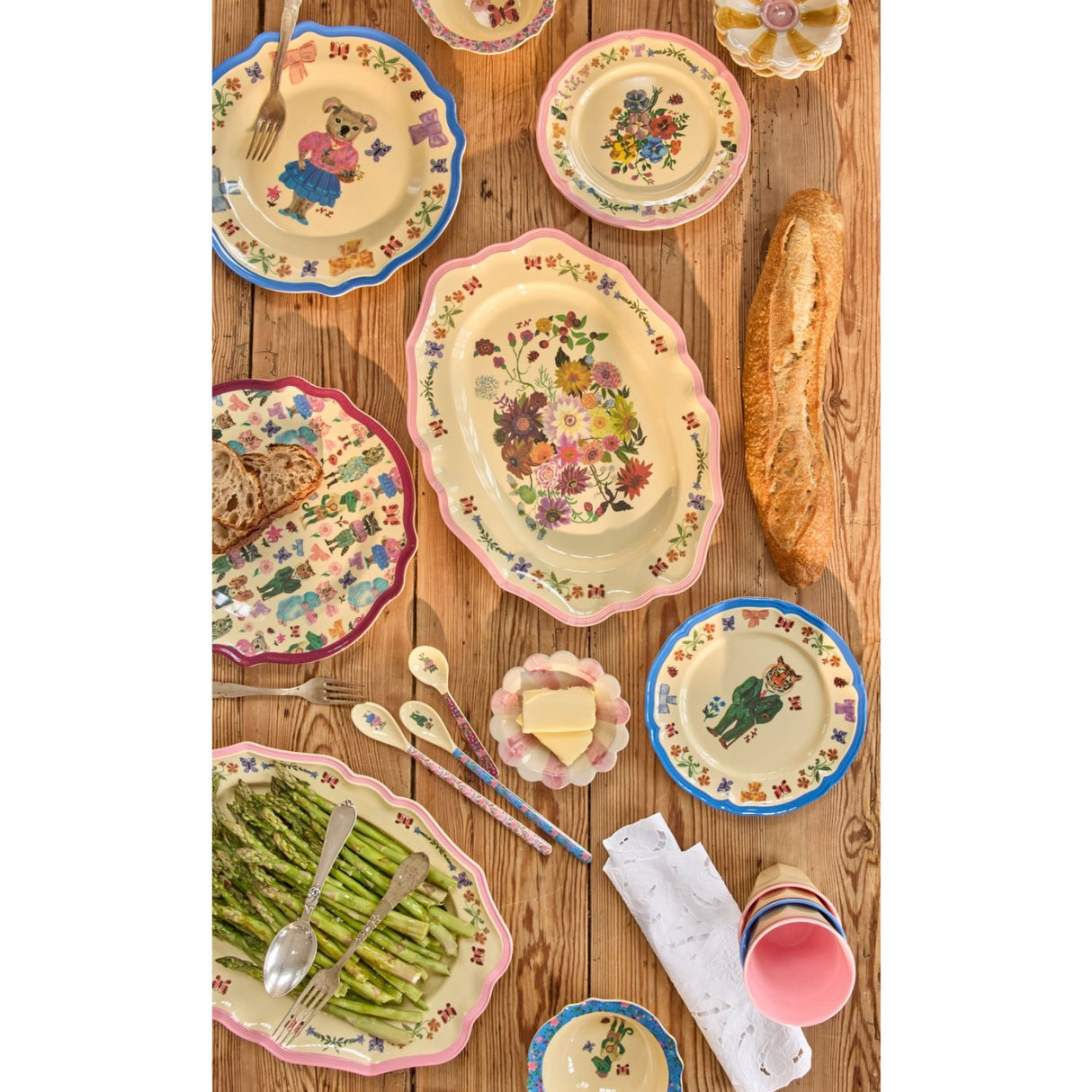 Rice Nathalie Lété Theme Blue Melamine Vintage Middagstallerken