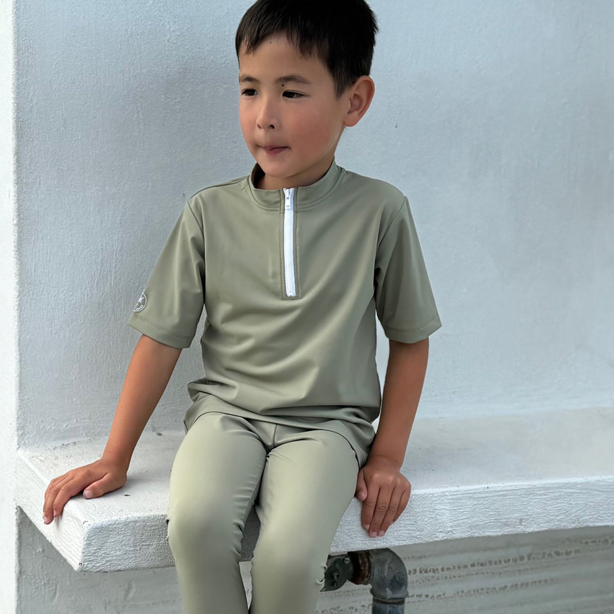 Petit Crabe Olive Max Half Zip Uv-Swim Skjorte S/S