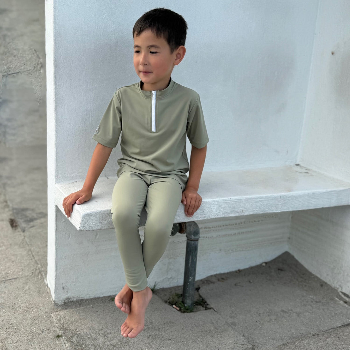 Petit Crabe Olive Max Half Zip Uv-Swim Skjorte S/S