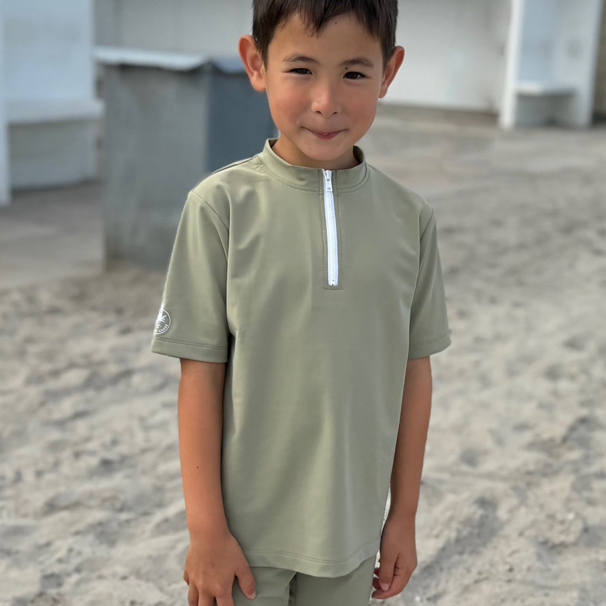 Petit Crabe Olive Max Half Zip Uv-Swim Skjorte S/S