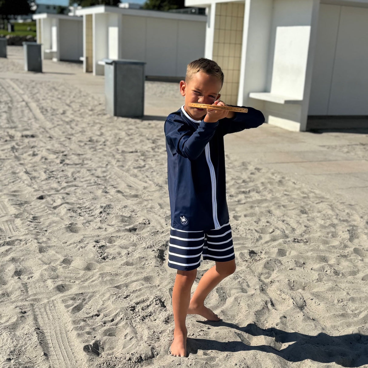 Petit Crabe Blue Basic Glidelås Uv-Swim Skjorte L/S