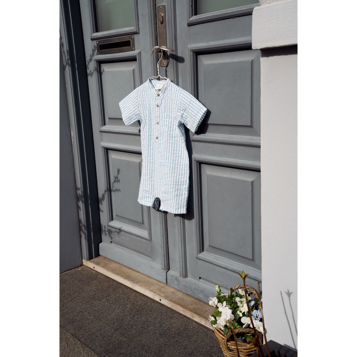 THE NEW Siblings X Luksusbaby Blue Fog Striped Ojo Buksedrakt