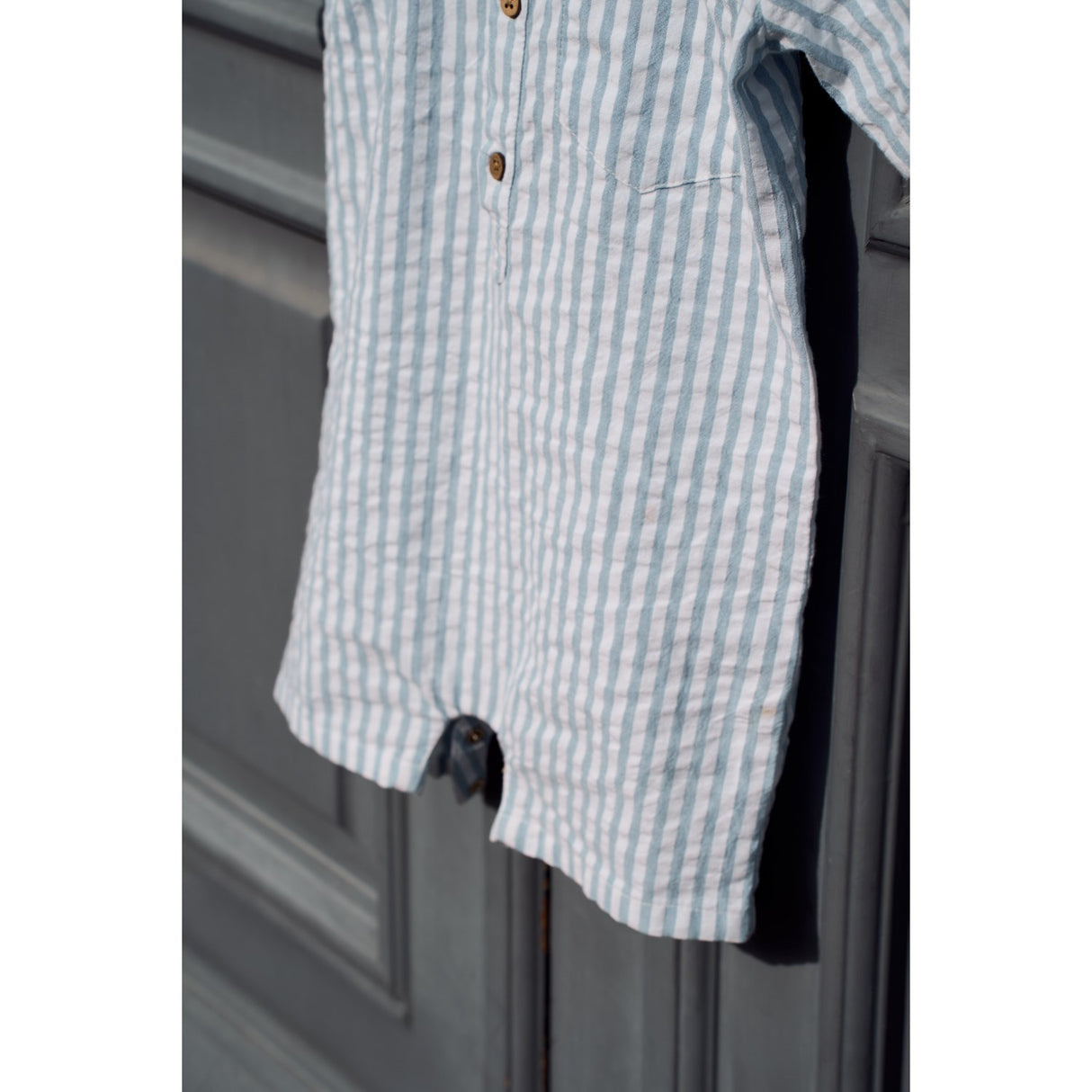 THE NEW Siblings X Luksusbaby Blue Fog Striped Ojo Buksedrakt