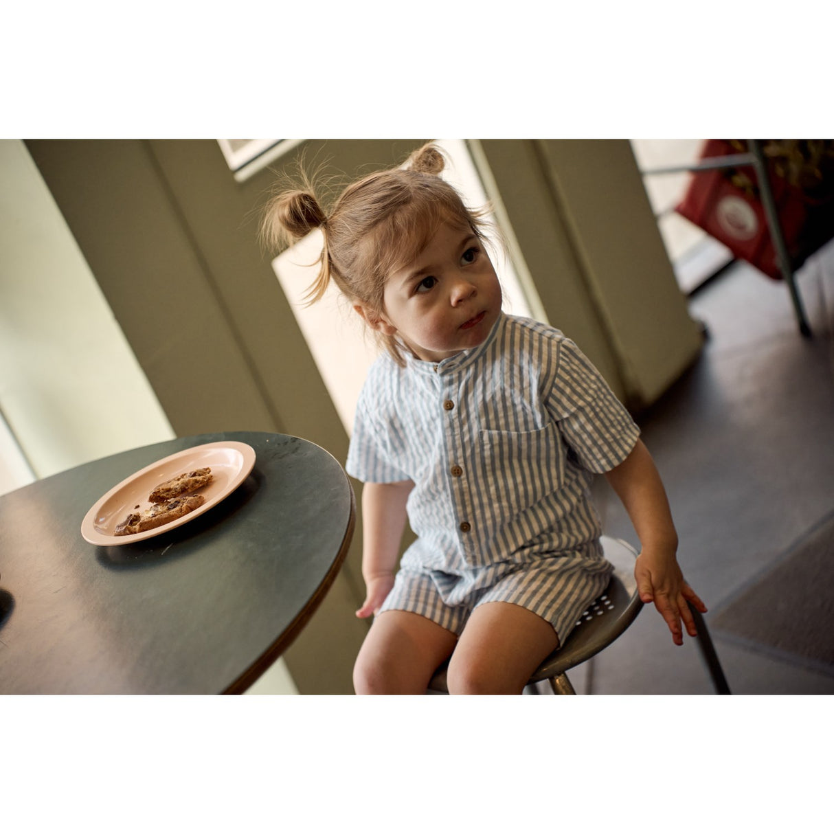 THE NEW Siblings X Luksusbaby Blue Fog Striped Ojo Buksedrakt