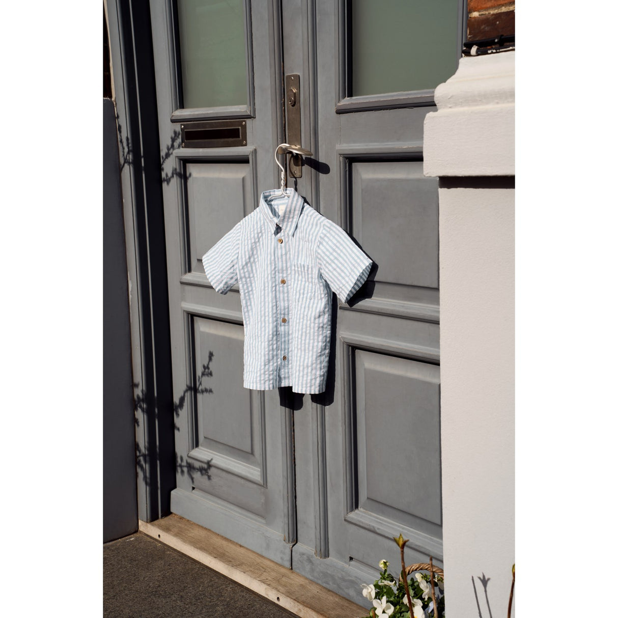 THE NEW Siblings X Luksusbaby Blue Fog Striped Ojo Skjorte