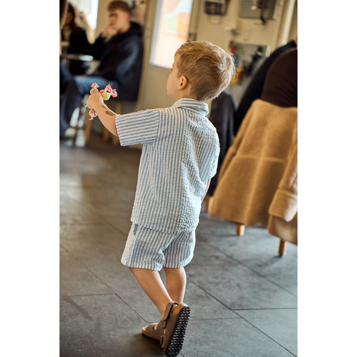 THE NEW Siblings X Luksusbaby Blue Fog Striped Ojo Skjorte